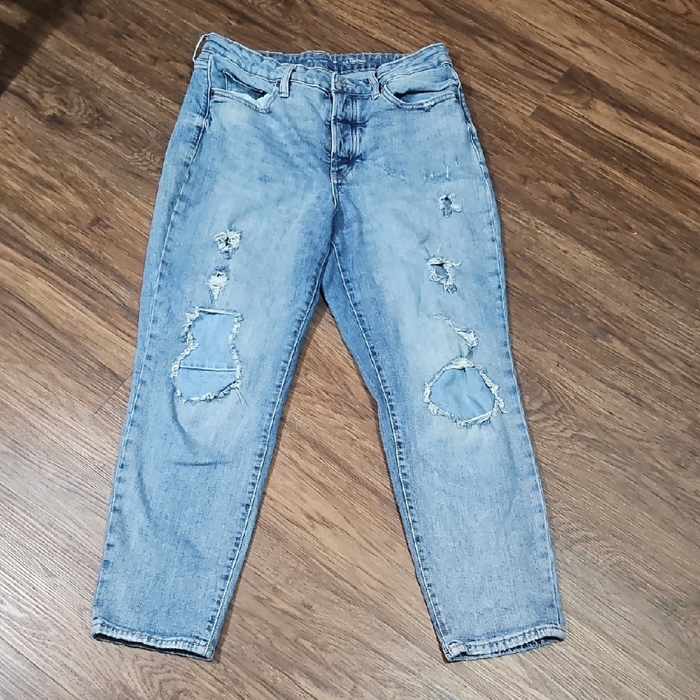 Old Navy O.G. Straight Jeans Women's Size 10 High Rise Distressed Light Wash